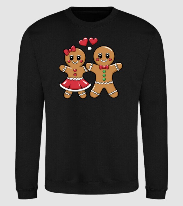 cuplu de turtă dulce în dragoste model negru pe tricou