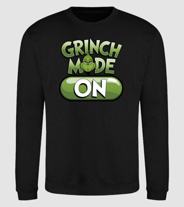 Grinch mode ON model negru pe tricou