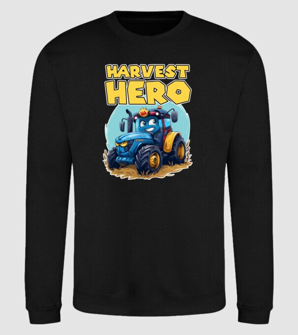 Harvest Hero Tractor model negru pe tricou