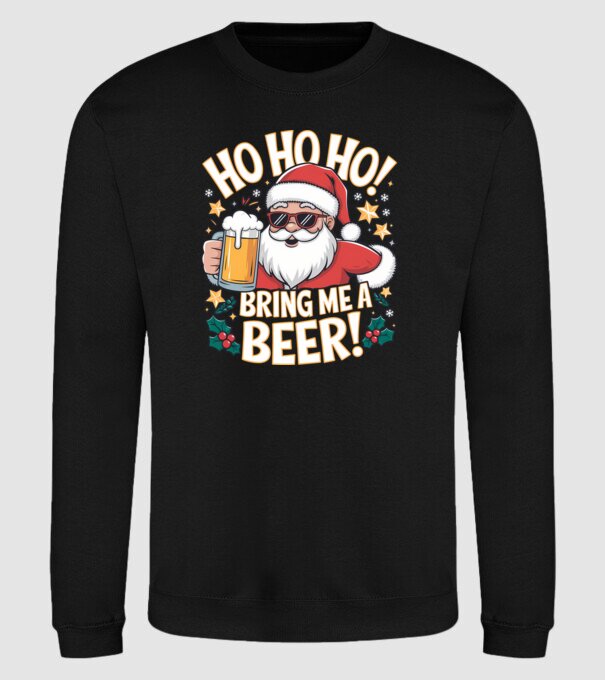 HO HO HO bring me a BEER santa Negru model negru pe tricou