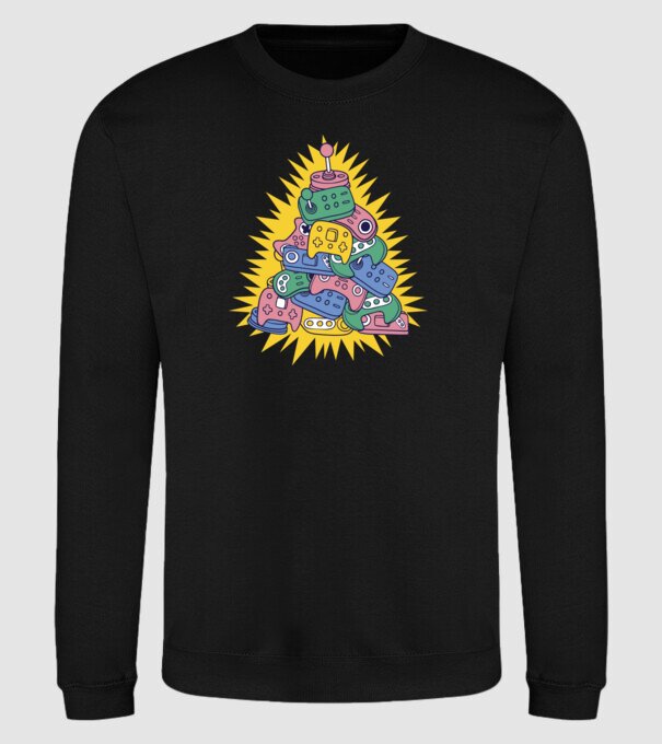 Joystick pom de Crăciun model negru pe tricou
