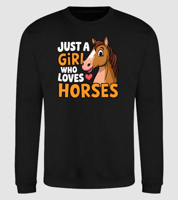 Just a girl who loves horses Negru model negru pe tricou