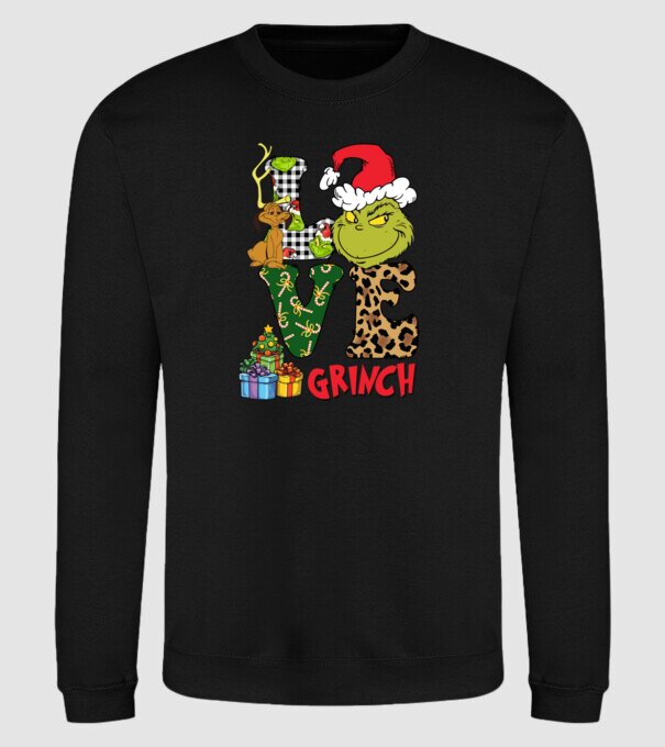 Love Grinch model negru pe tricou