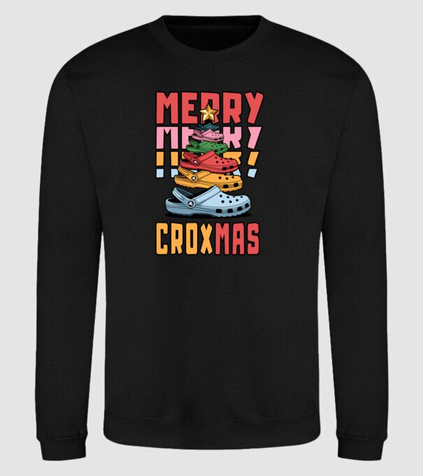 Merry Croxmas model negru pe tricou