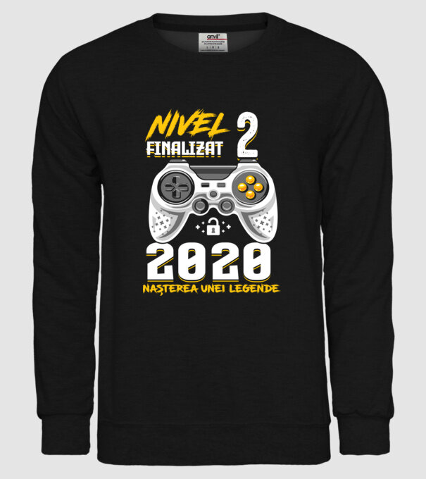 Nivel 2 finalizat. 2020 nașterea unei legende model negru pe tricou