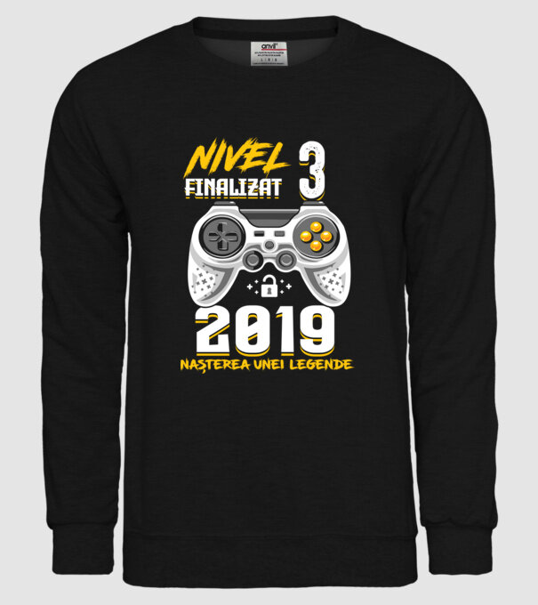 Nivel 3 finalizat. 2019 nașterea unei legende model negru pe tricou