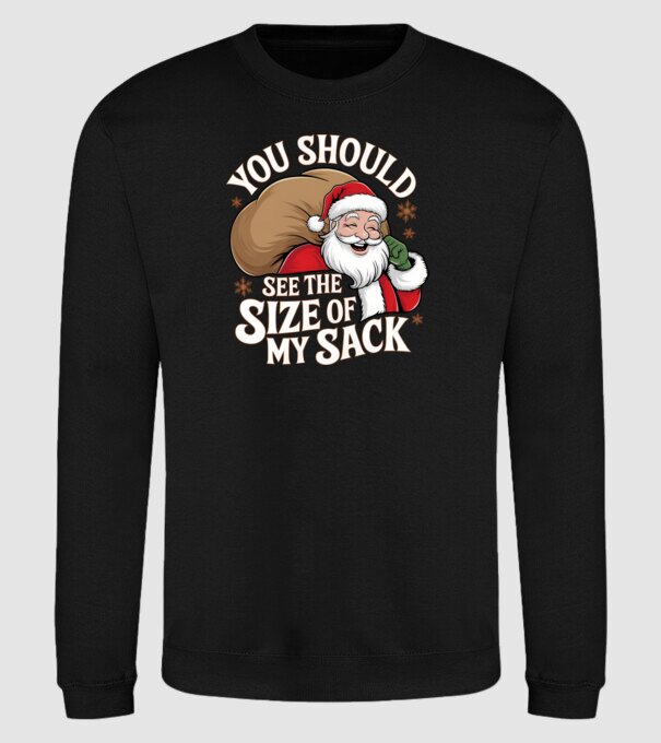 You Should See The Size Of My Sack Santa model negru pe tricou