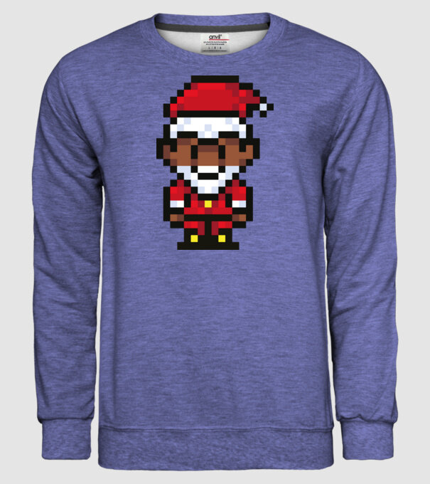8bit pixel Moș Crăciun model albastru jeanși pe tricou