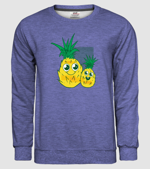 Familie Ananas model albastru jeanși pe tricou