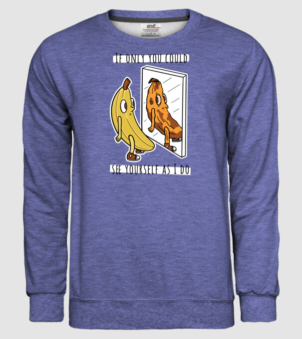 Oglindă Banană model albastru jeanși pe tricou