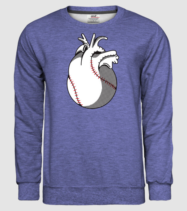Inimă Baseball model albastru jeanși pe tricou