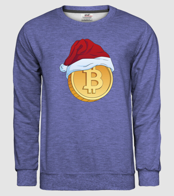 Crăciun Bitcoin model albastru jeanși pe tricou