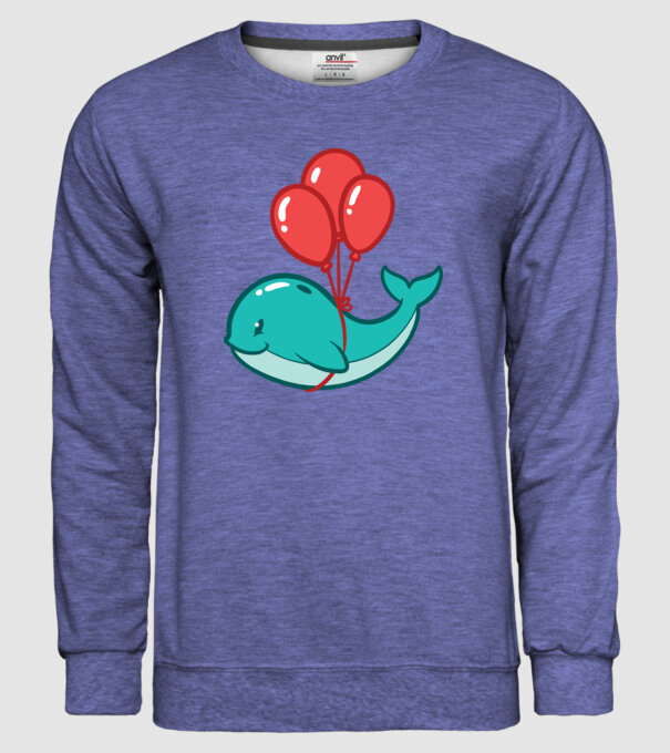 Balenă Drăguță cu Balon model albastru jeanși pe tricou