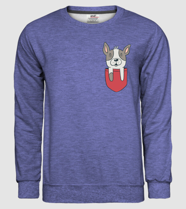 Buzunar pentru Bulldog francez drăguț model albastru jeanși pe tricou