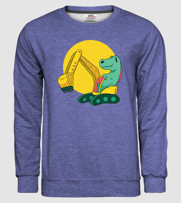 Excavator dinozaur model albastru jeanși pe tricou