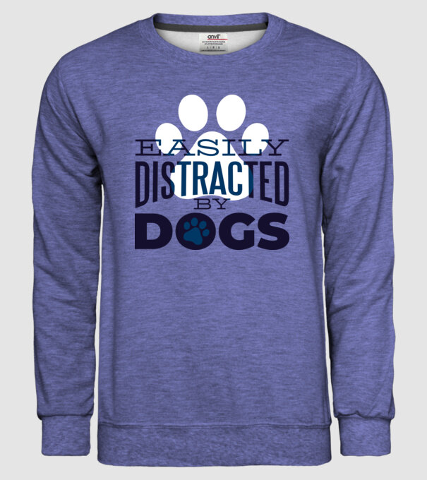 Easily Distracted By Dogs Tricou cu Câine amuzant model albastru jeanși pe tricou