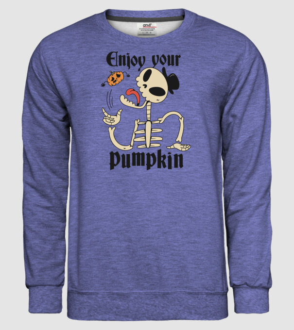 Enjoy your pumpkin Skeleton model albastru jeanși pe tricou