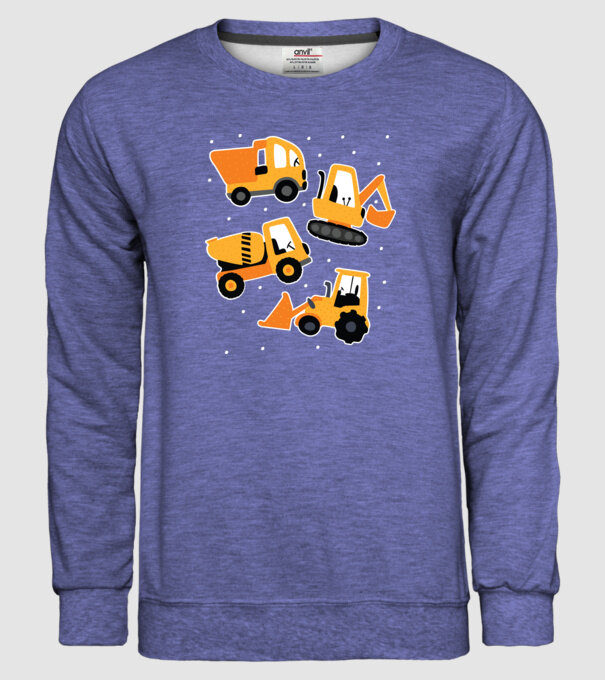Vehicule de construcții model albastru jeanși pe tricou