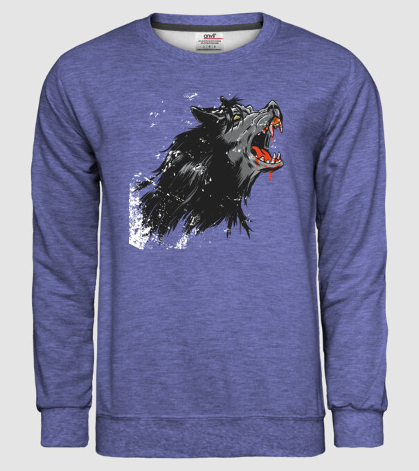Urlet de lup model albastru jeanși pe tricou