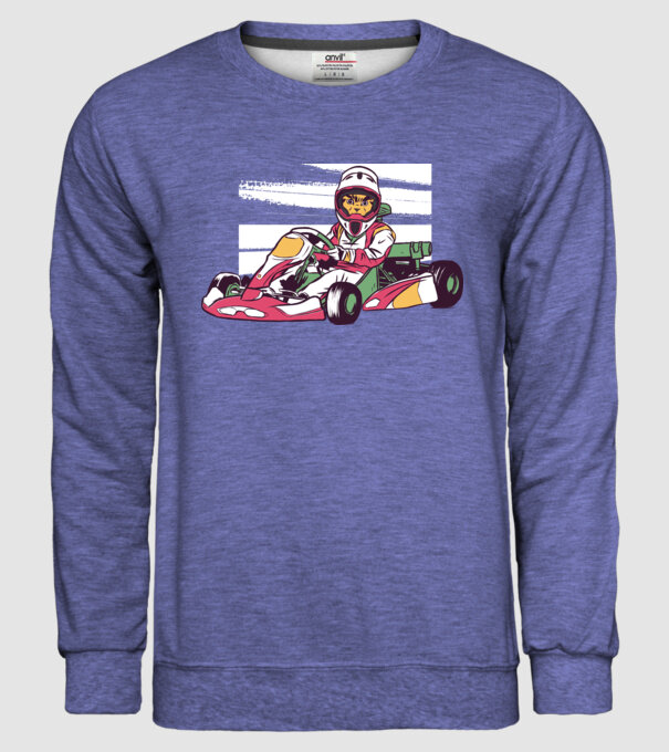 Pisică gokart model albastru jeanși pe tricou