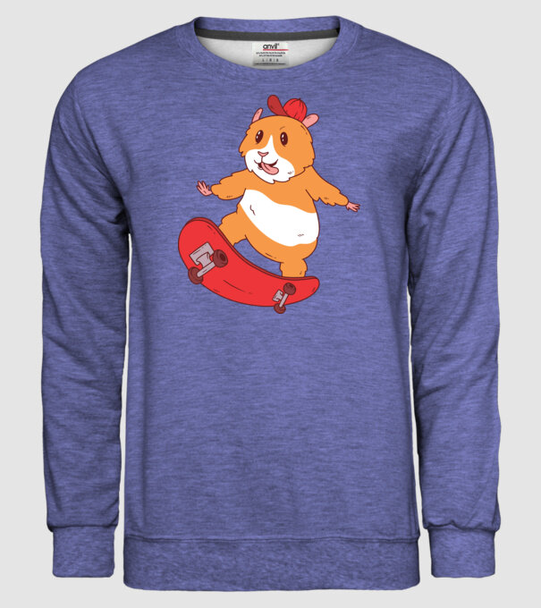 Hamster Skateboarder model albastru jeanși pe tricou