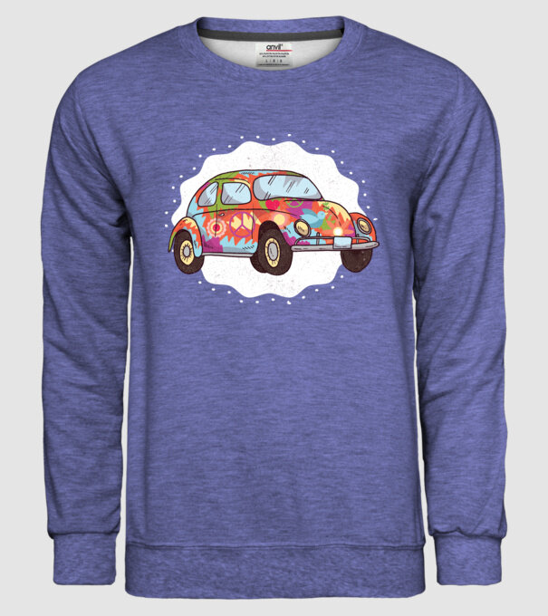Hippy Beetle Volkswagen model albastru jeanși pe tricou