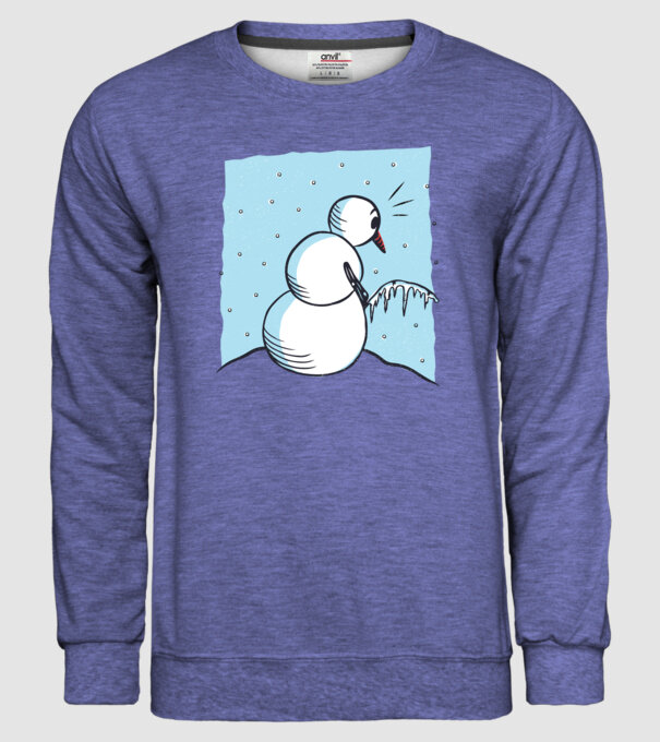 Om de zăpadă face pipi tricou amuzant model albastru jeanși pe tricou