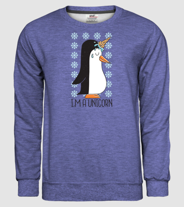 'I''m a Unicorn - Pinguin Unicorn' model albastru jeanși pe tricou