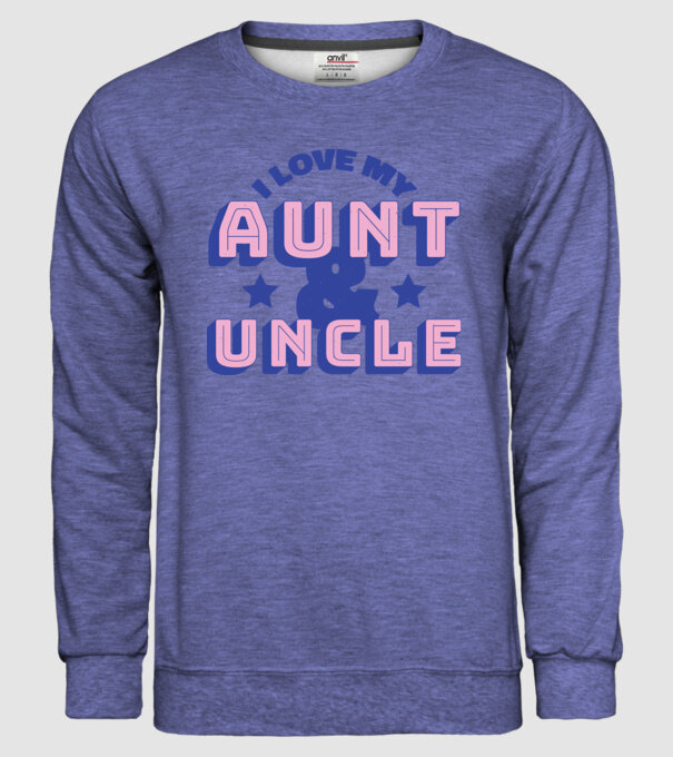 I Love My Aunt & Uncle model albastru jeanși pe tricou