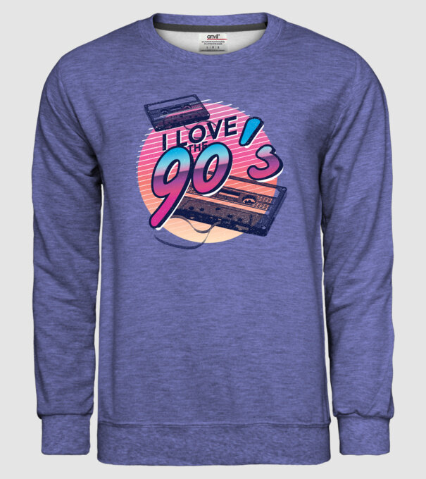 I love the 90s Casetă model albastru jeanși pe tricou