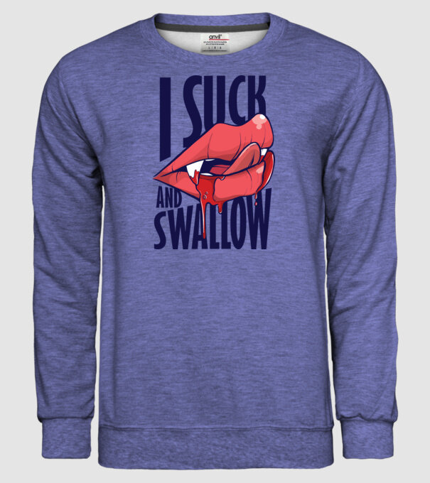 I suck and swallow Vampir model albastru jeanși pe tricou
