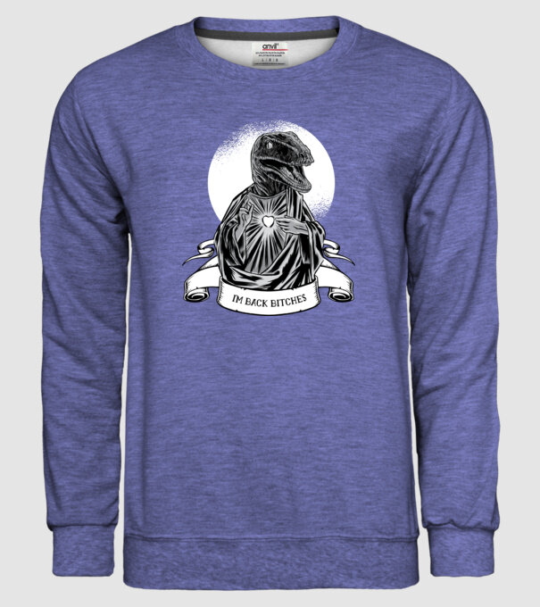 Iisus Raptor Dinozaur model albastru jeanși pe tricou
