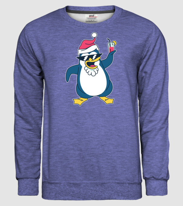 Pinguin de Crăciun model albastru jeanși pe tricou