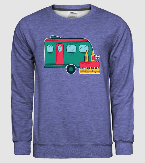 Autorulotă Camping model albastru jeanși pe tricou
