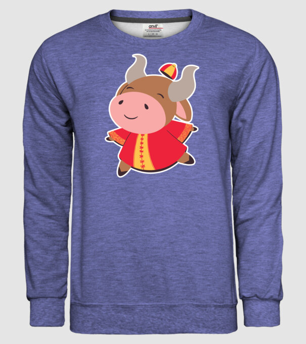 Anul chinezesc - Anul Bivolului model albastru jeanși pe tricou