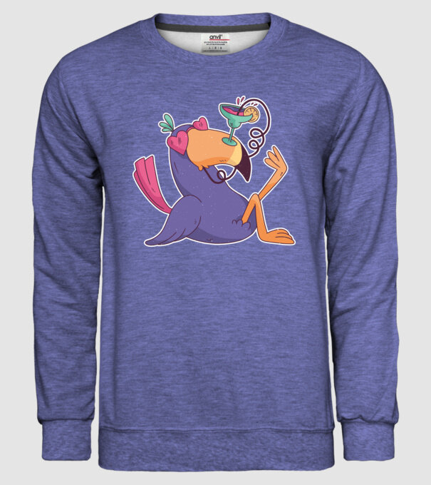 Toucan cu cocktail model albastru jeanși pe tricou