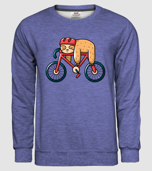 Leneș pe bicicletă model albastru jeanși pe tricou