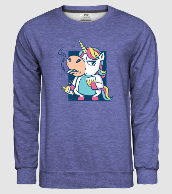 Unicorn rebel model albastru jeanși pe tricou