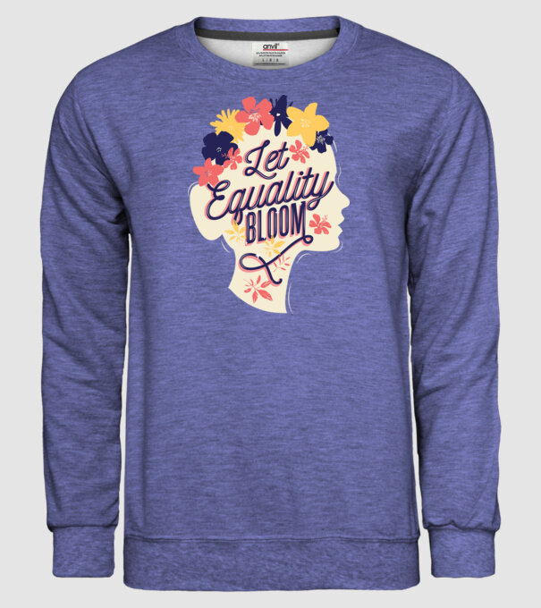 Let Equality Bloom Ziua Femeii model albastru jeanși pe tricou