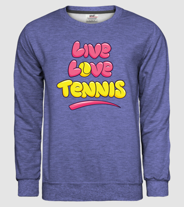 Live Love Tennis model albastru jeanși pe tricou