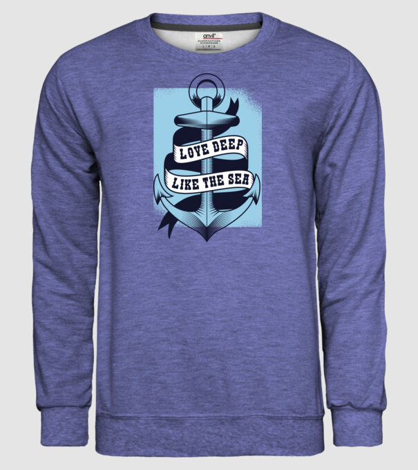 'Love deep like the sea ancoră dragoste Valentine''s Day' model albastru jeanși pe tricou