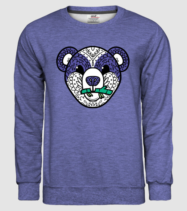 Mandala Panda model albastru jeanși pe tricou