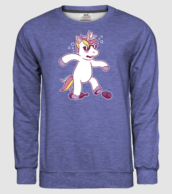 Mahmureală unicorn model albastru jeanși pe tricou