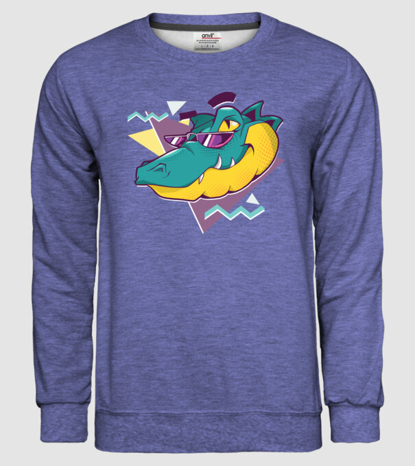 Aligator cool model albastru jeanși pe tricou