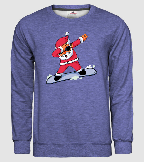 Moș Crăciun Snowboard DAB tricou amuzant model albastru jeanși pe tricou