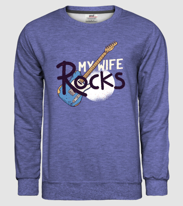 My wife rocks - Soția mea e tare model albastru jeanși pe tricou