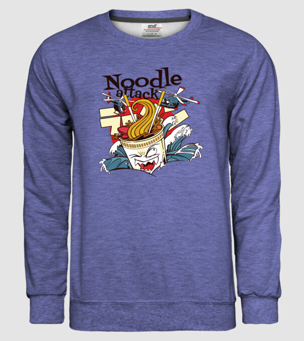 Noodle Attack model albastru jeanși pe tricou