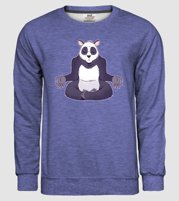 Panda Meditație model albastru jeanși pe tricou