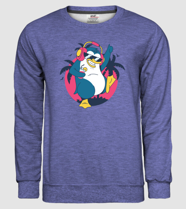Pinguin de Petrecere model albastru jeanși pe tricou