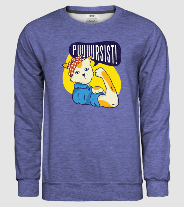 Pisică Pursist model albastru jeanși pe tricou
